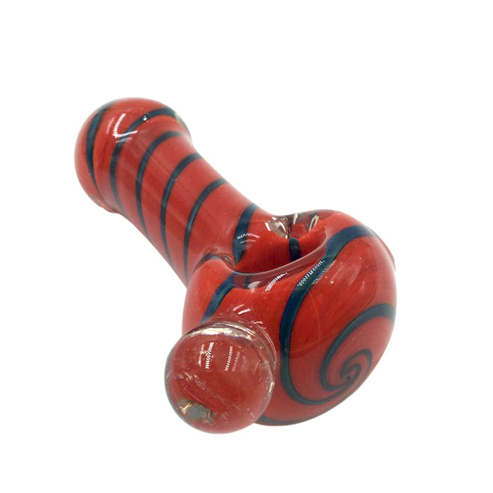Black Spiral Stripe Red Color Spoon Pipe with Big Marbles 136#