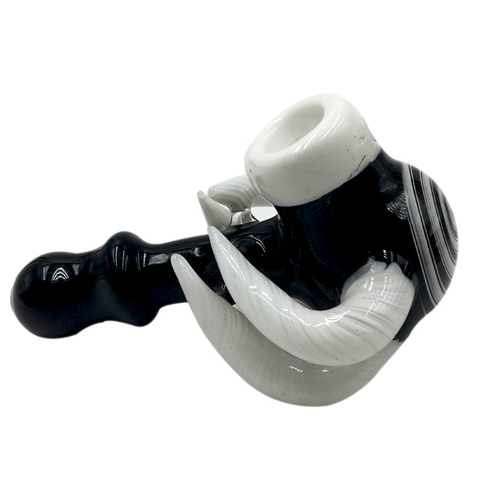 Wizards Hammer Glass Hand Pipe with Write Bone Appendage 140#
