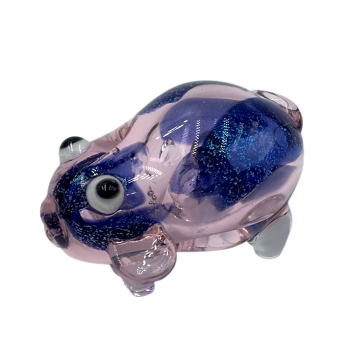 Inside-out Blue Flicker Frit Pink Pig Glass Hand Pipe 148#