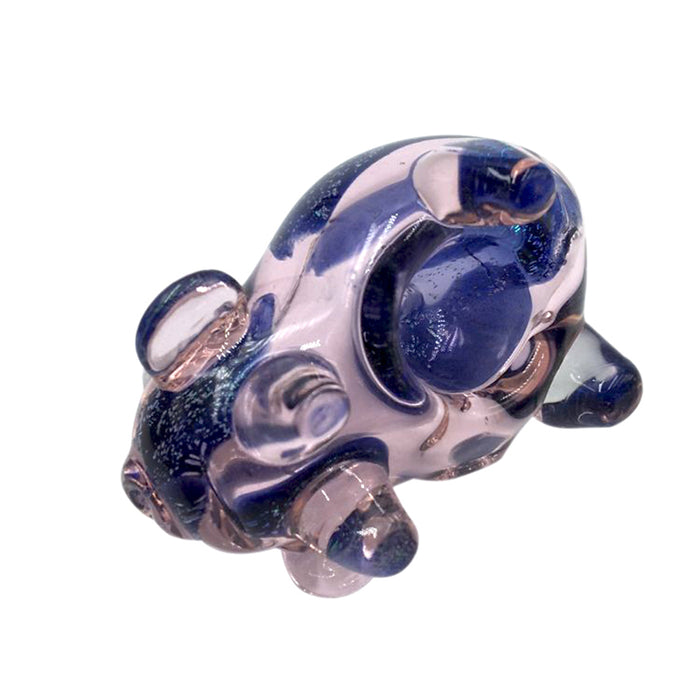 Inside-out Blue Flicker Frit Pink Pig Glass Hand Pipe 148#