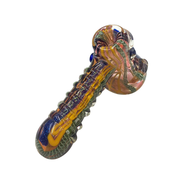 Long Nail Dinosaur Spot Cobalt Glass Single Spoon Pipes 039#