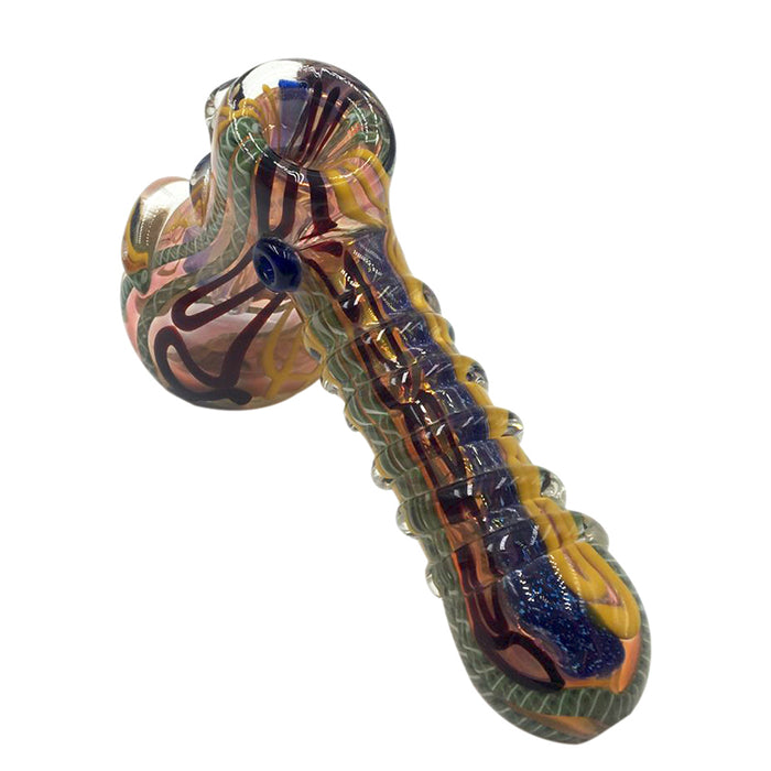 Long Nail Dinosaur Spot Cobalt Glass Single Spoon Pipes 039#