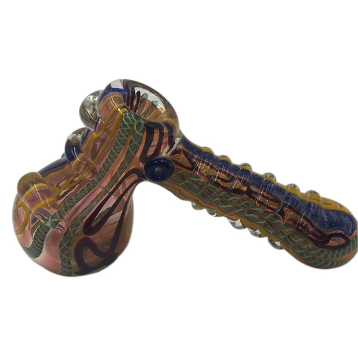 Long Nail Dinosaur Spot Cobalt Glass Single Spoon Pipes 039#
