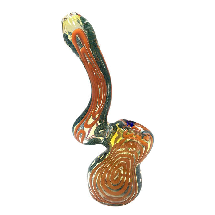 Glass Hammer Bubbler Pipe in Red and Green Reversals 514#