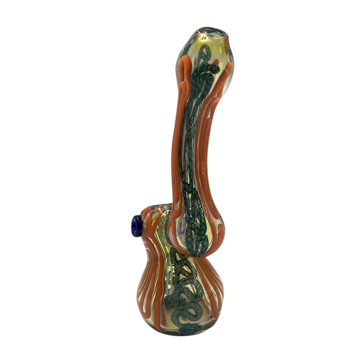 Glass Hammer Bubbler Pipe in Red and Green Reversals 514#