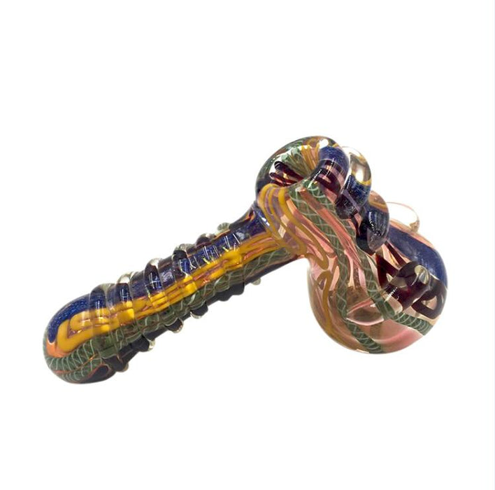 Long Nail Dinosaur Spot Cobalt Glass Single Spoon Pipes 039#