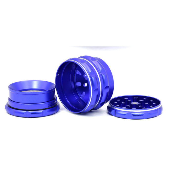 Snap-On 4 Layer Built-In Mesh Aluminum Alloy 63MM Herb Grinder-Blue