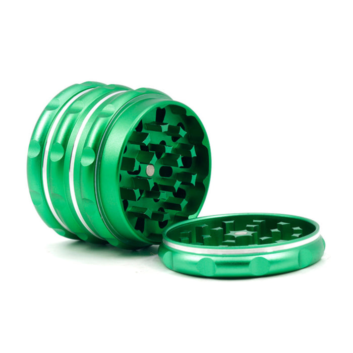 Snap-On 4 Layer Built-In Mesh Aluminum Alloy 63MM Herb Grinder-Green