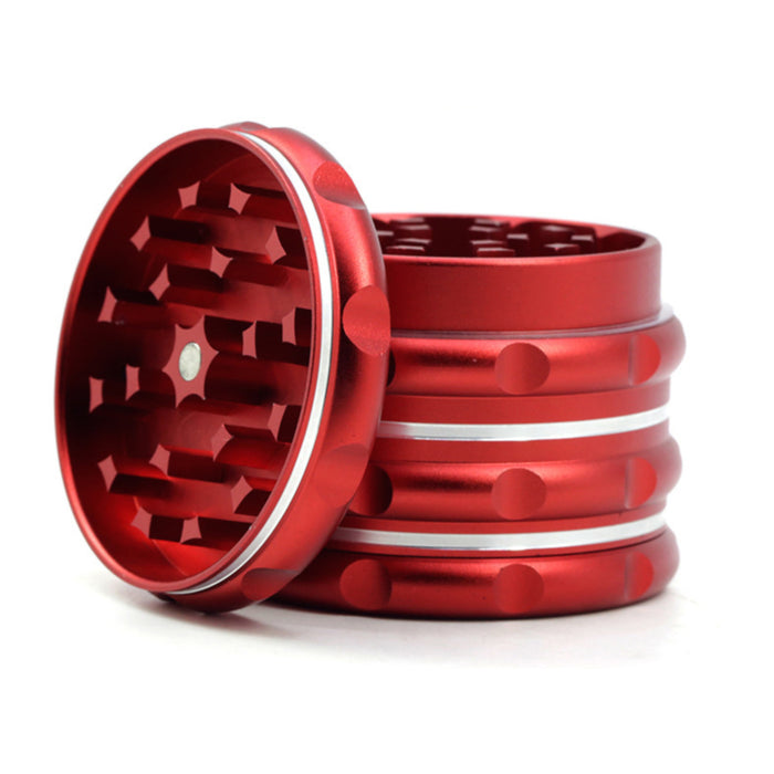 Snap-On 4 Layer Built-In Mesh Aluminum Alloy 63MM Herb Grinder-Red