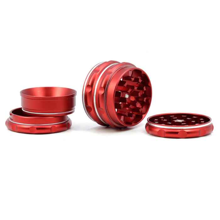 Snap-On 4 Layer Built-In Mesh Aluminum Alloy 63MM Herb Grinder-Red