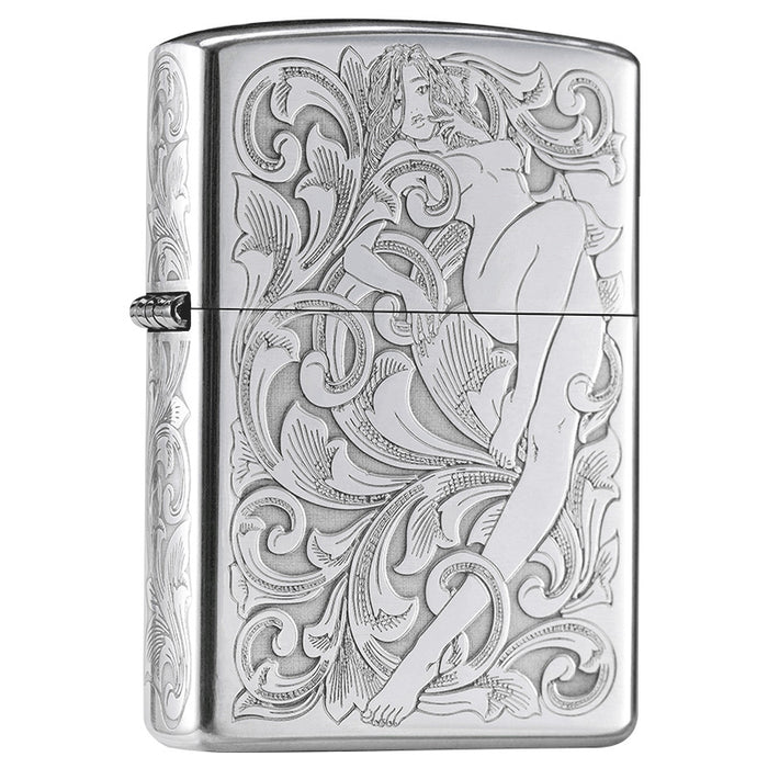 Sterling Silver Hand-Carved Windproof Kerosene Lighter