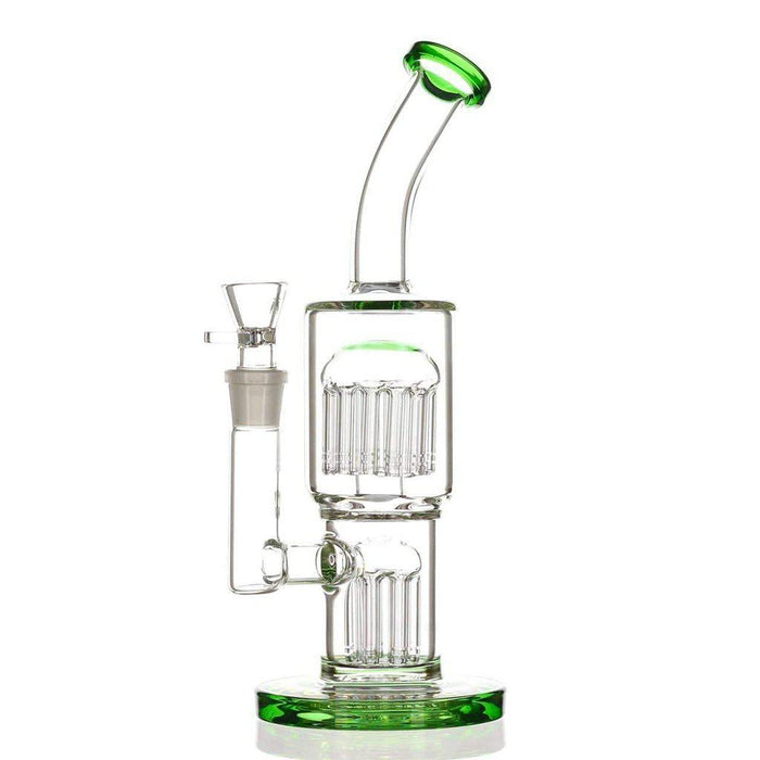 The Green Color Thick Glass Dab Rig Jellyfish Jamming Bong With Two Tree Percolators