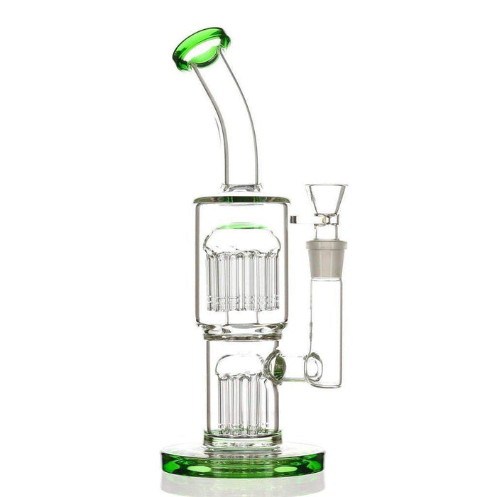 The Green Color Thick Glass Dab Rig Jellyfish Jamming Bong With Two Tree Percolators
