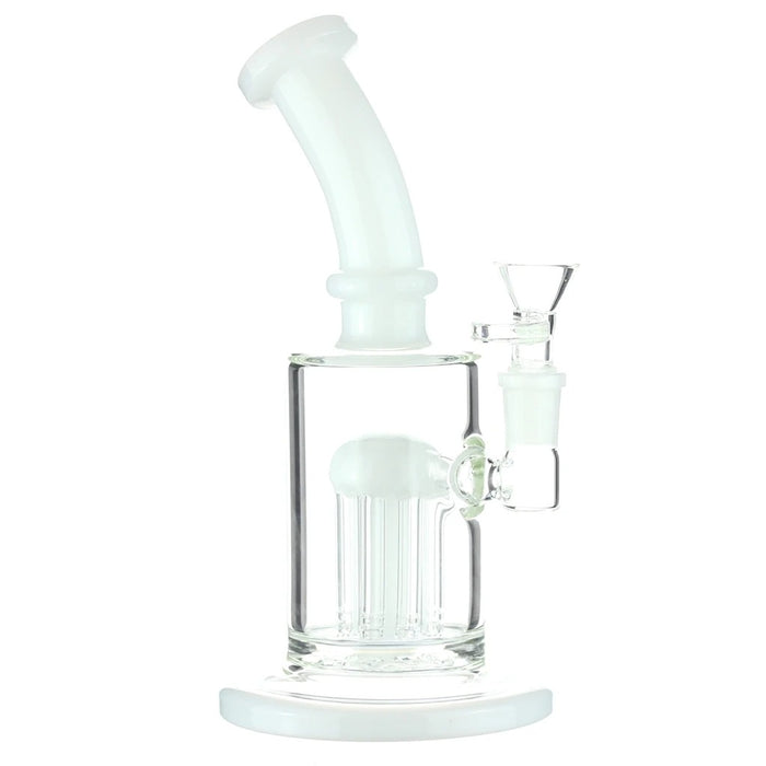 The Gorgeous Color Accented Bottled Jellyfish Glass Bong With Fixed 8 Arm Tree Perc And Bent Neck Design