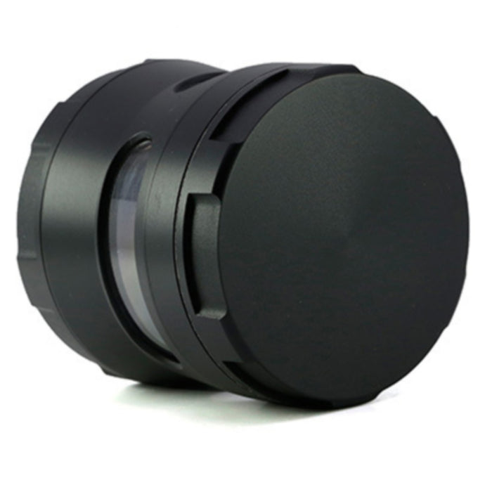 Thin Waist Side Transparent Window 4 Part Zinc Alloy 63MM Large Chamfering Grinder-Black
