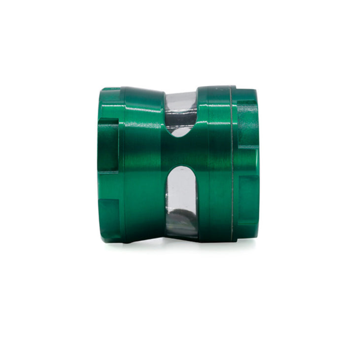 Thin Waist Side Transparent Window 4 Part Zinc Alloy 63MM Large Chamfering  Grinder-Green