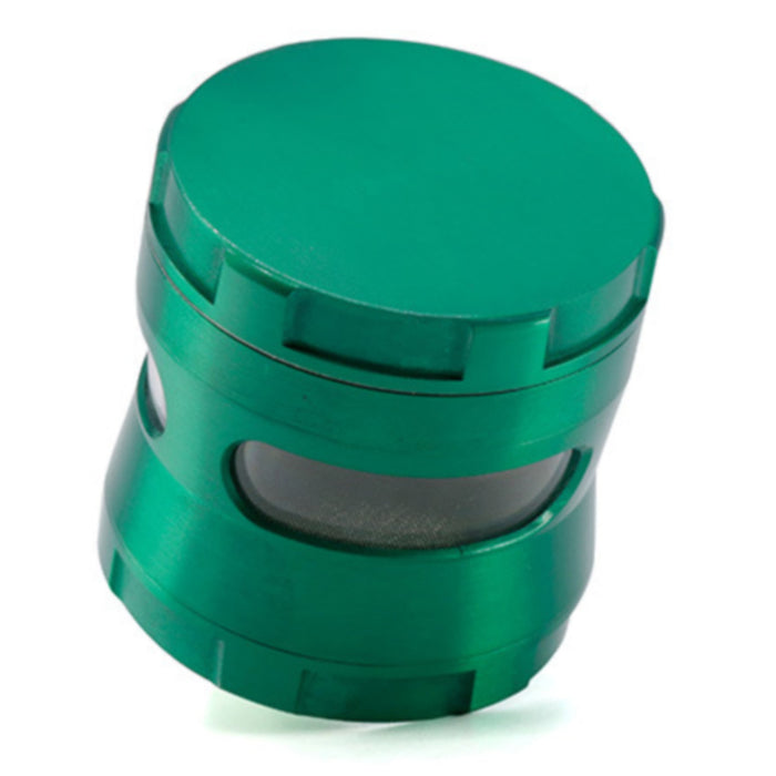 Thin Waist Side Transparent Window 4 Part Zinc Alloy 63MM Large Chamfering  Grinder-Green