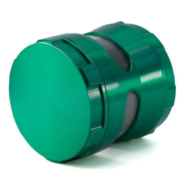 Thin Waist Side Transparent Window 4 Part Zinc Alloy 63MM Large Chamfering  Grinder-Green