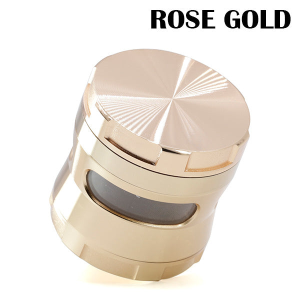 Thin Waist Side Transparent Window 4 Part Zinc Alloy 63MM Large Chamfering Grinder-Rose-Gold