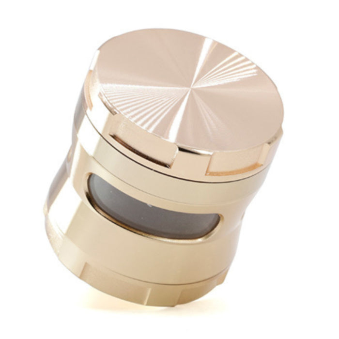 Thin Waist Side Transparent Window 4 Part Zinc Alloy 63MM Large Chamfering Grinder-Rose-Gold