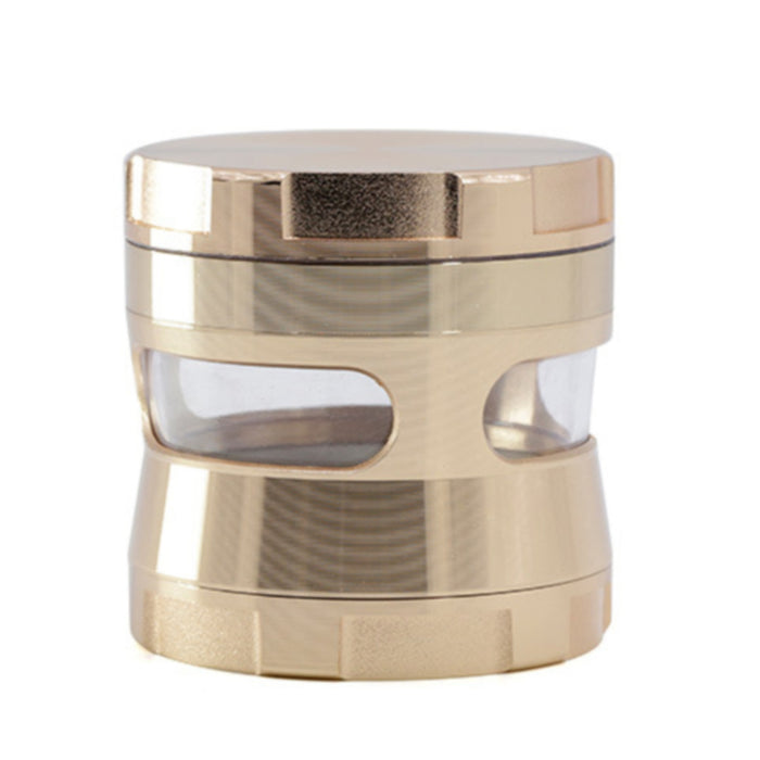 Thin Waist Side Transparent Window 4 Part Zinc Alloy 63MM Large Chamfering Grinder-Rose-Gold