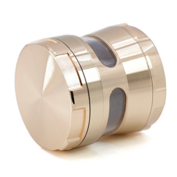 Thin Waist Side Transparent Window 4 Part Zinc Alloy 63MM Large Chamfering Grinder-Rose-Gold