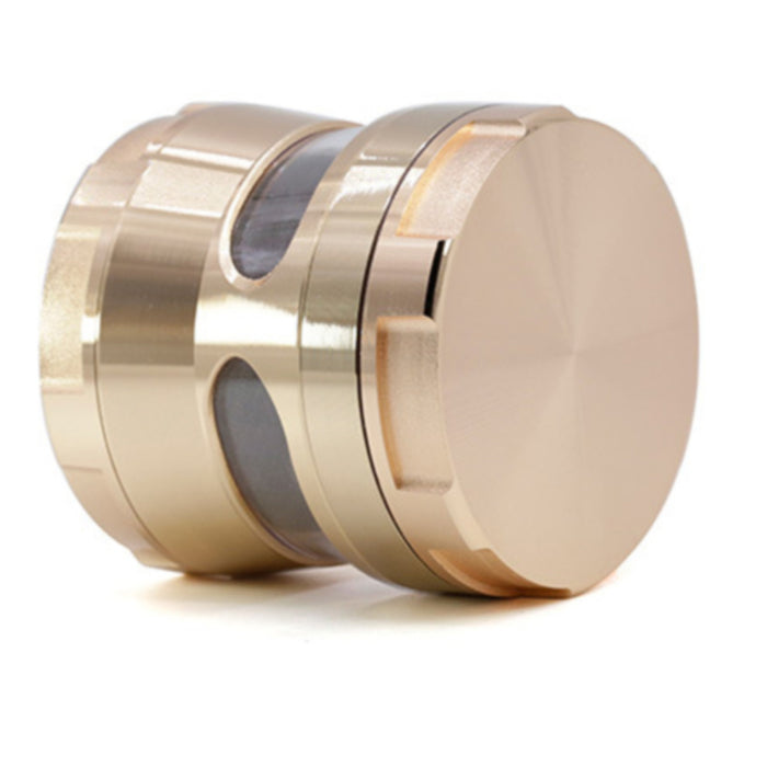 Thin Waist Side Transparent Window 4 Part Zinc Alloy 63MM Large Chamfering Grinder-Rose-Gold