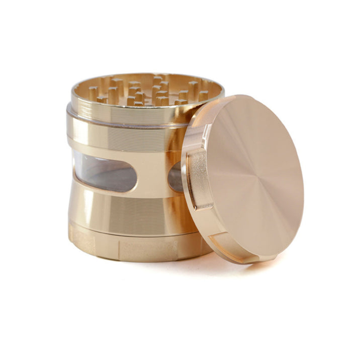 Thin Waist Side Transparent Window 4 Part Zinc Alloy 63MM Large Chamfering Grinder-Rose-Gold