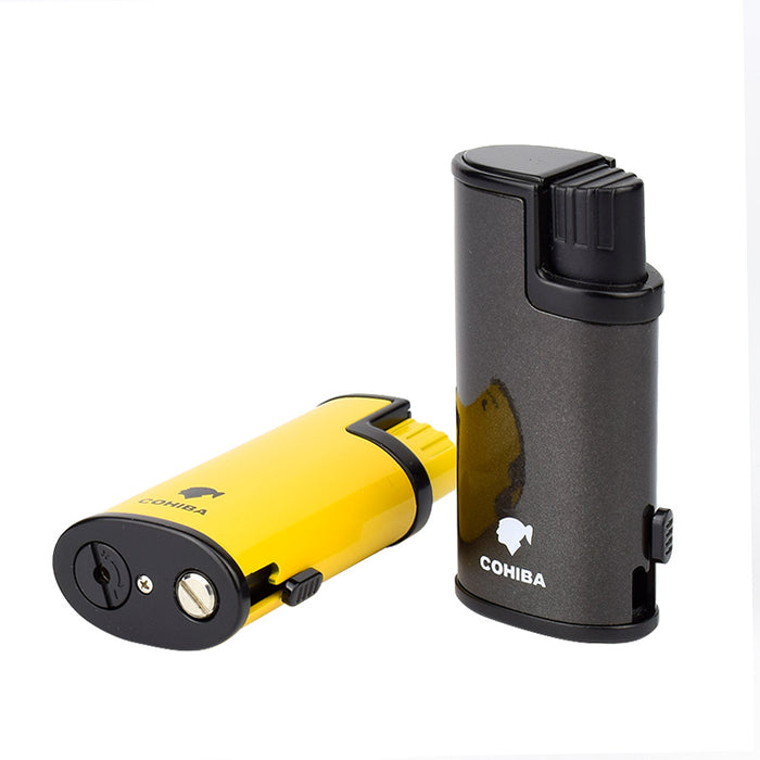 Triple Flame Cigar Lighter With Cigar Punch