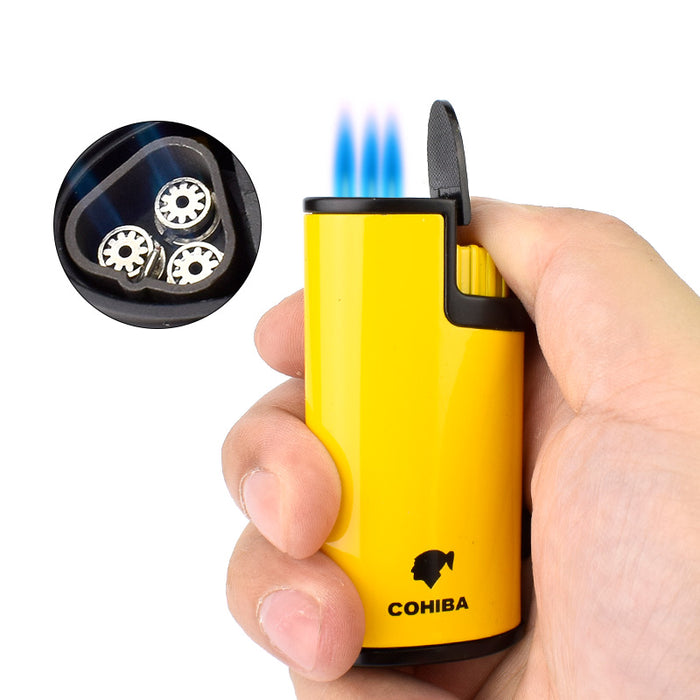 Triple Flame Cigar Lighter With Cigar Punch