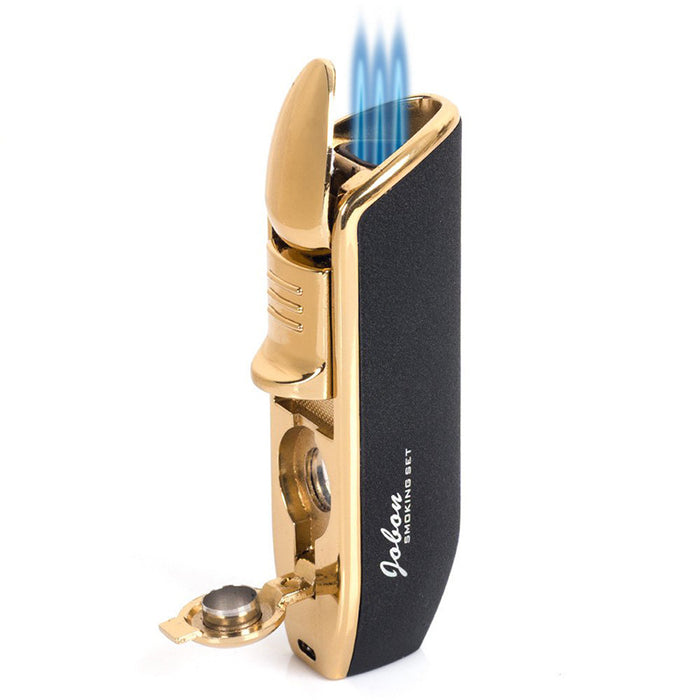 Triple Jet Flame Torch Lighter With Fold-Out Punch Cutter
