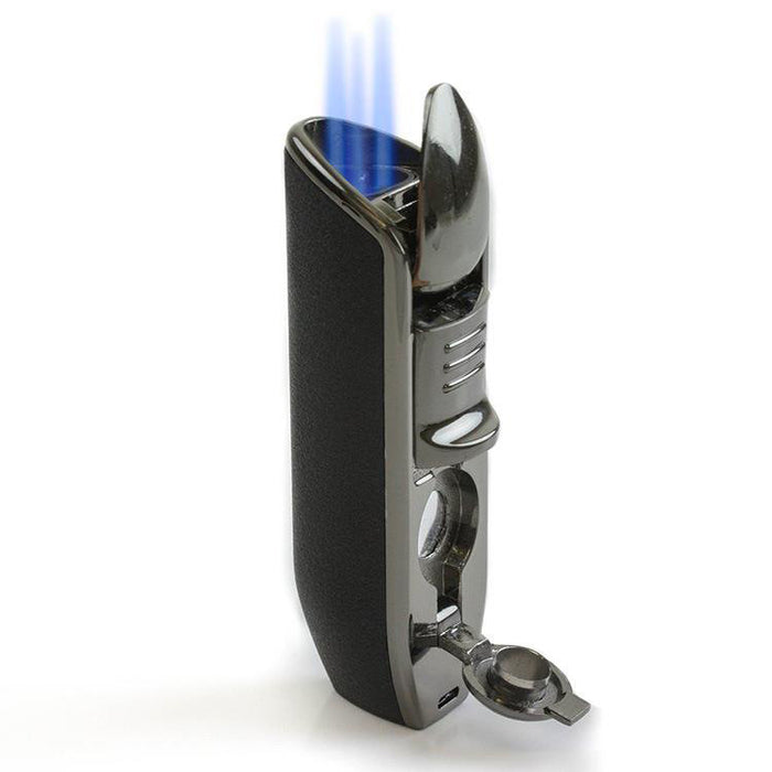 Triple Jet Flame Torch Lighter With Fold-Out Punch Cutter