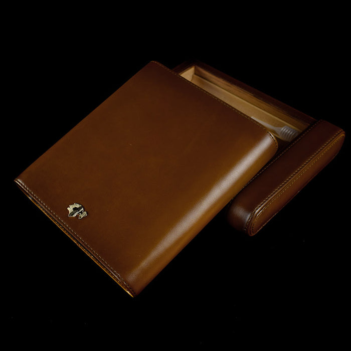 COHIBA Coffee Leather Cigar Humidor Cases Cedar Wood Lined Humidifier