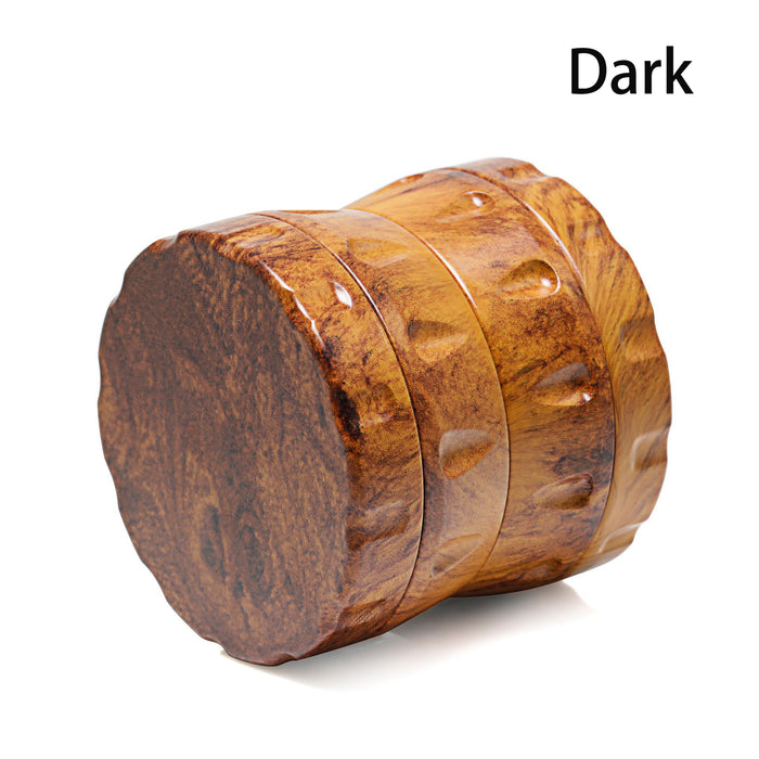 63MM Wooden Four-Layer Zinc Alloy Tooth Chamfered Smoke Grinder-Dark
