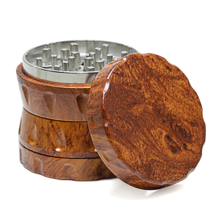 52 Wooden Four-Layer Zinc Alloy Tooth Chamfered Smoke Grinder-Dark