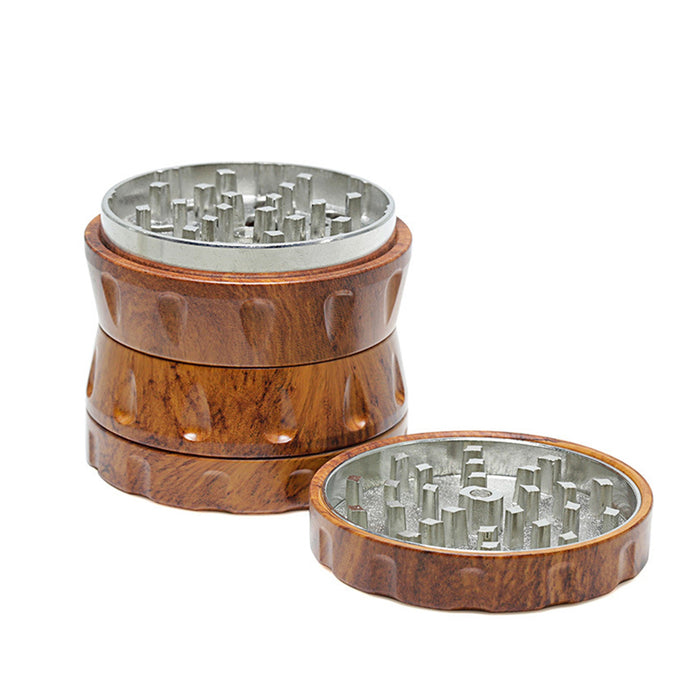 52 Wooden Four-Layer Zinc Alloy Tooth Chamfered Smoke Grinder-Dark
