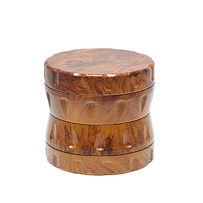 63MM Wooden Four-Layer Zinc Alloy Tooth Chamfered Smoke Grinder-Dark