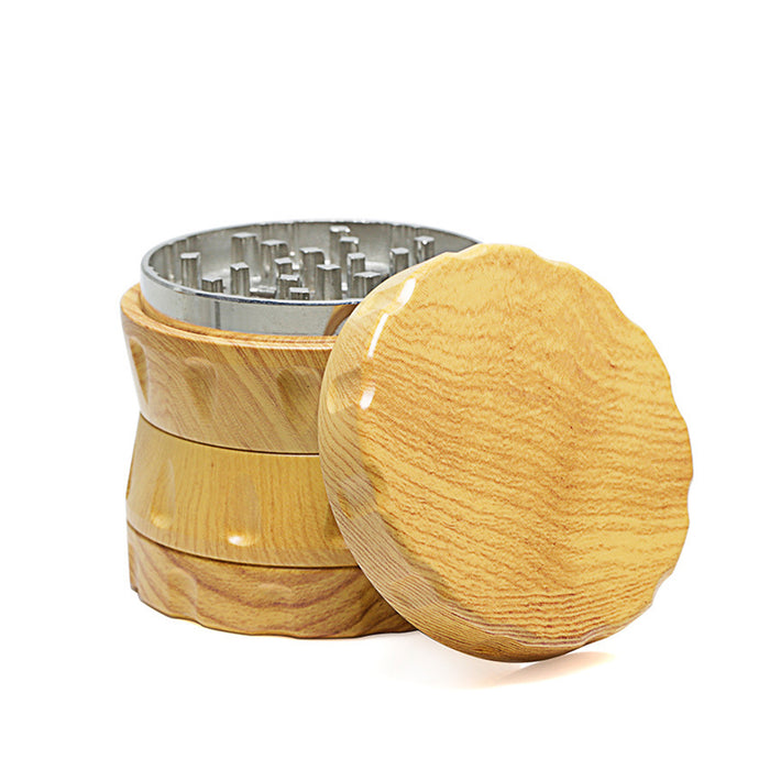 63MM Wooden Four-Layer Zinc Alloy Tooth Chamfered Smoke Grinder-Light