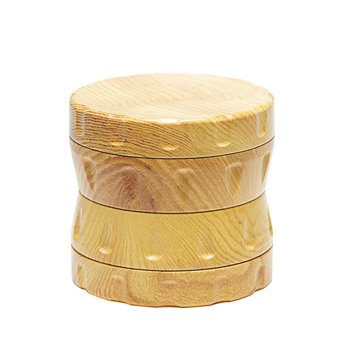 52MM Wooden Four-Layer Zinc Alloy Tooth Chamfered Smoke Grinder-Light