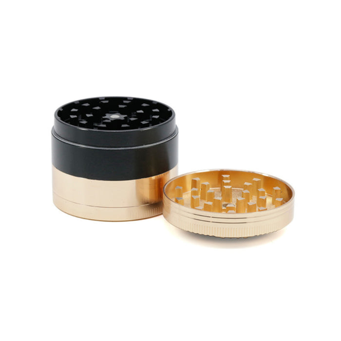 Zinc Alloy 52MM Four-Layer Dome Cover With Drill Herb Grinder-Black-Gold