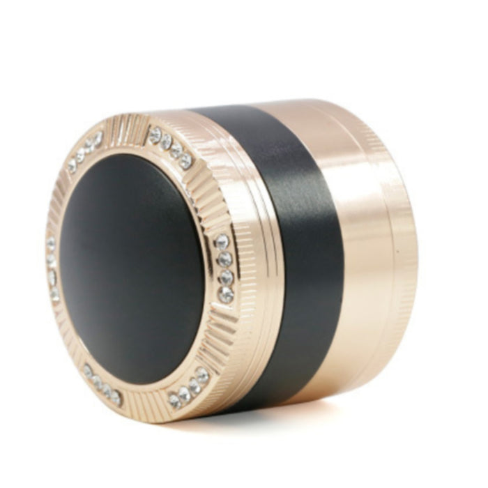 Zinc Alloy 52MM Four-Layer Dome Cover With Drill Herb Grinder-Black-Gold