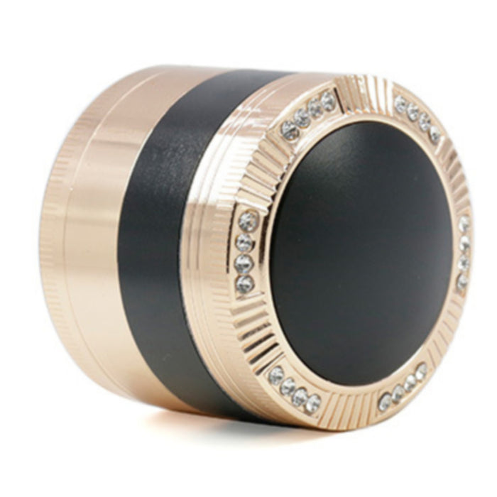 Zinc Alloy 52MM Four-Layer Dome Cover With Drill Herb Grinder-Black-Gold