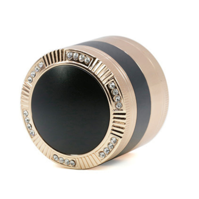 Zinc Alloy 52MM Four-Layer Dome Cover With Drill Herb Grinder-Black-Gold