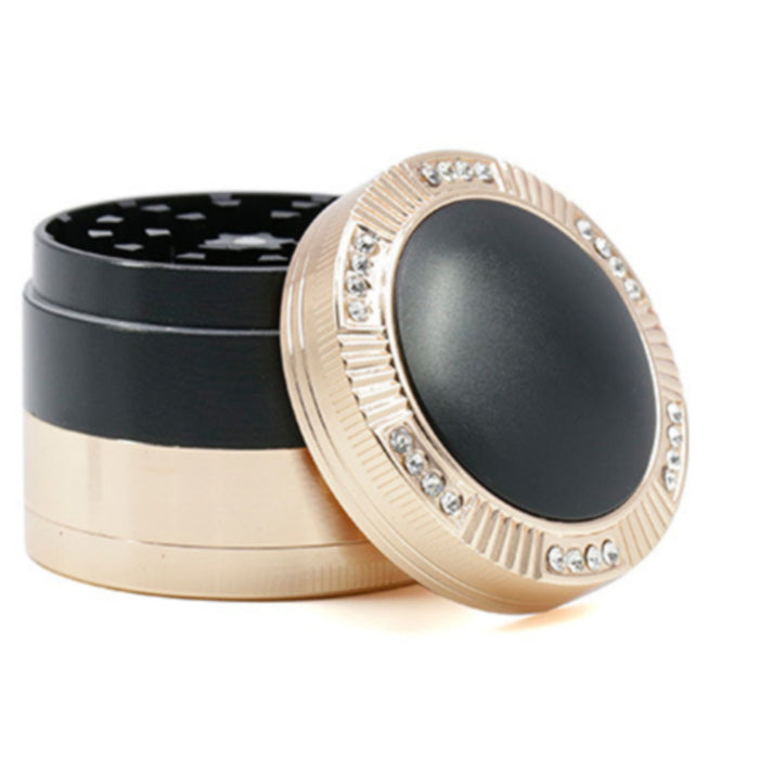 Zinc Alloy 52MM Four-Layer Dome Cover With Drill Herb Grinder-Black-Gold