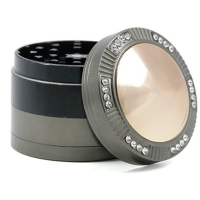 Zinc Alloy 52MM Four-Layer Dome Cover With Drill Herb Grinder-Black-Gun