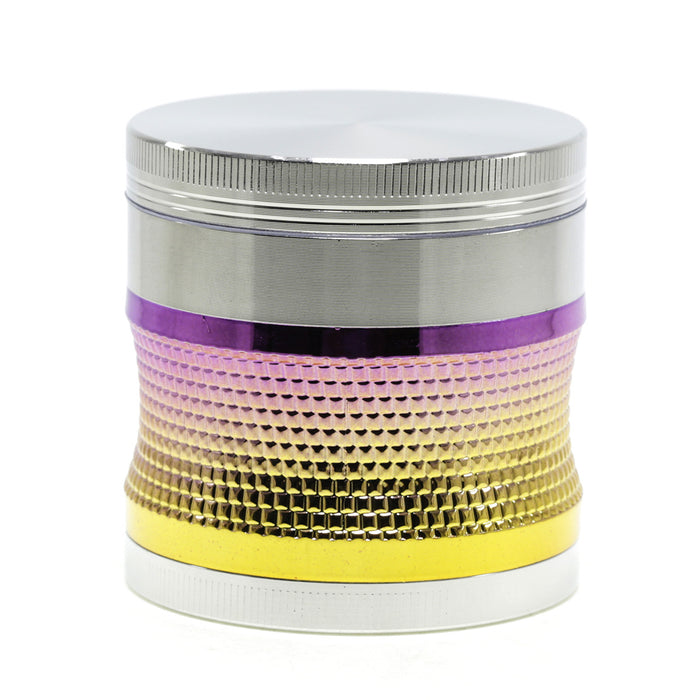 Zinc Alloy 63MM 4-Layer Vertical Grain Flat Plastic Weave Waist Multi-Color Smoke Grinder-Silver