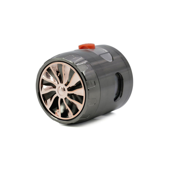 Zinc Alloy 63MM 4 Part Transparent Window Turbine Cover With Drawer Weed Grinder-Gun-Black