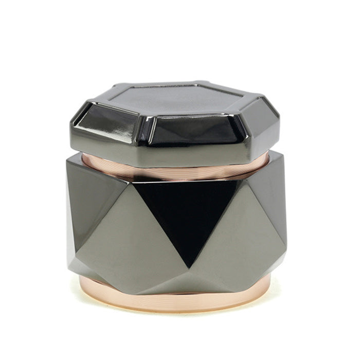 Zinc Alloy Four Layers 63mm Hexagonal Diamond Cut Edge Design Multicolor Smoke Grinder-Gun Black