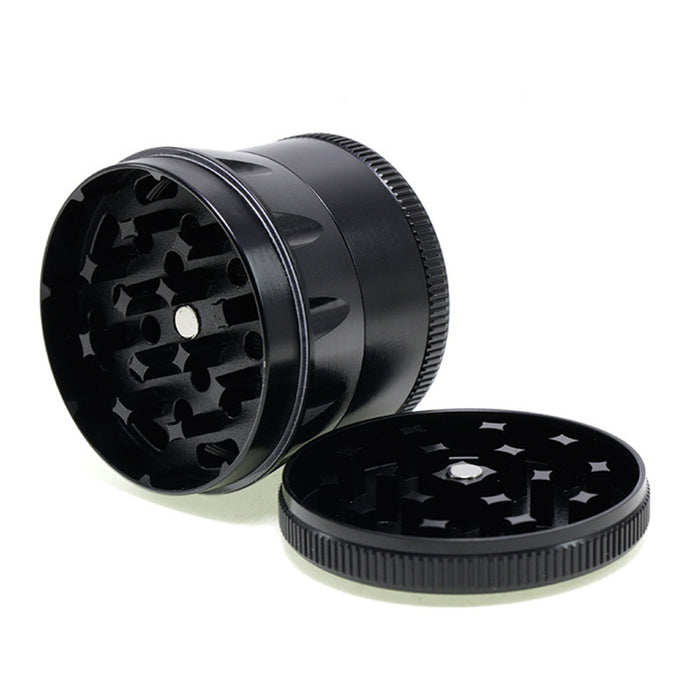 60MM Zinc Alloy Four-layer Metal Chamfer Smoke Grinder-Black Color
