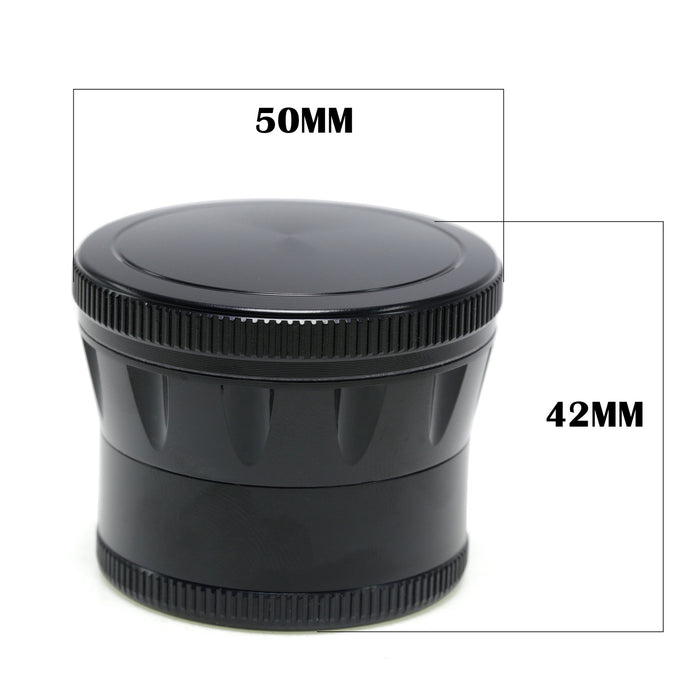 50MM Zinc Alloy Four-layer Metal Chamfer Smoke Grinder-Black Color